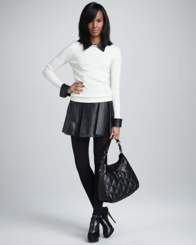milly-leather-collar-sweater-delphine-pleated-leather-skirt