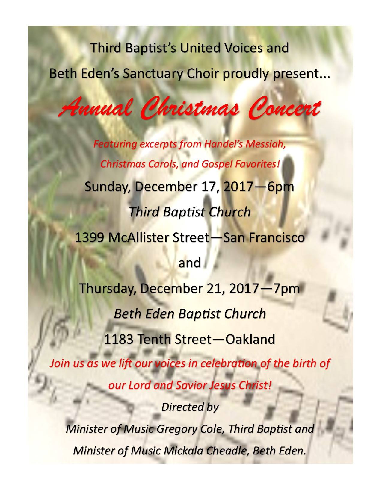 Third Baptist & Beth Eden Annual Christmas Concert