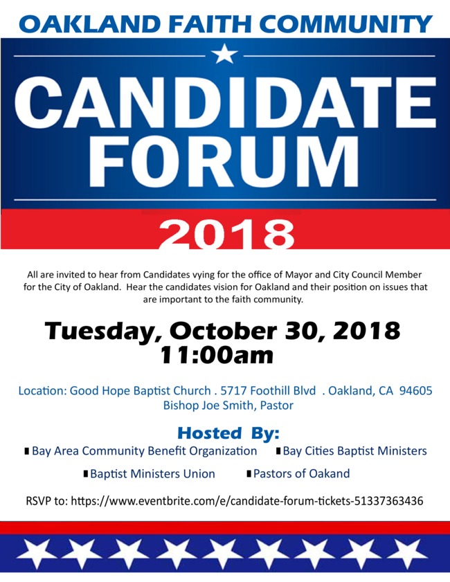 Oakland Faith Community Candidate Forum 2018
