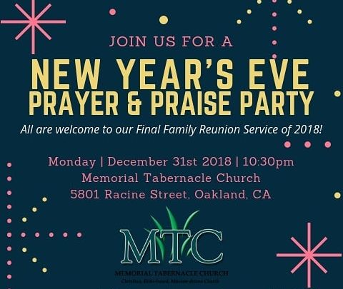 Memorial Tabernacle Church Nye Watch Night 2018