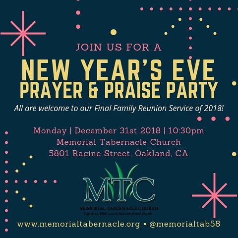 Memorial Tabernacle Church Nye Watch Night 2018