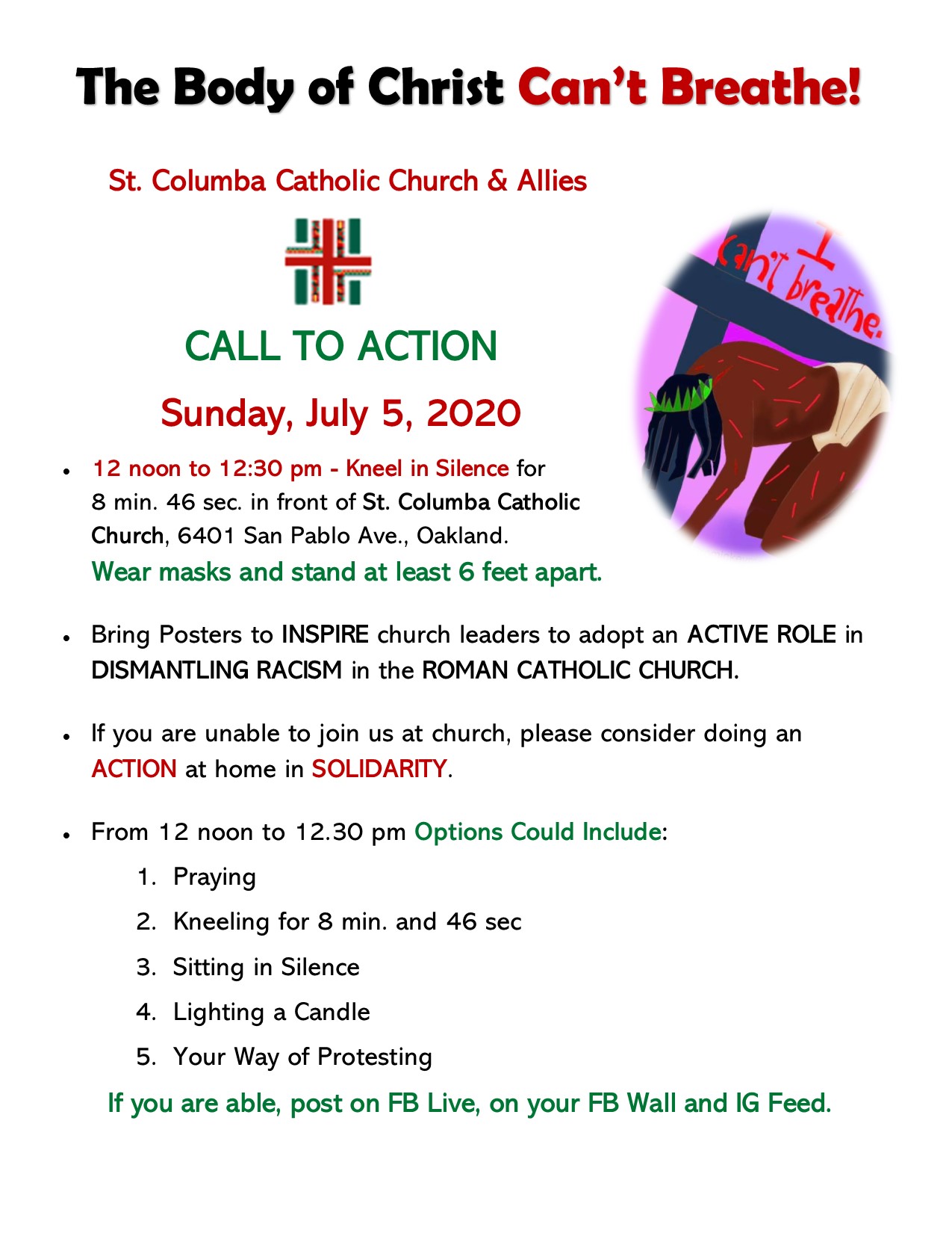 St Columba Body Of Christ Cant Breathe 2020